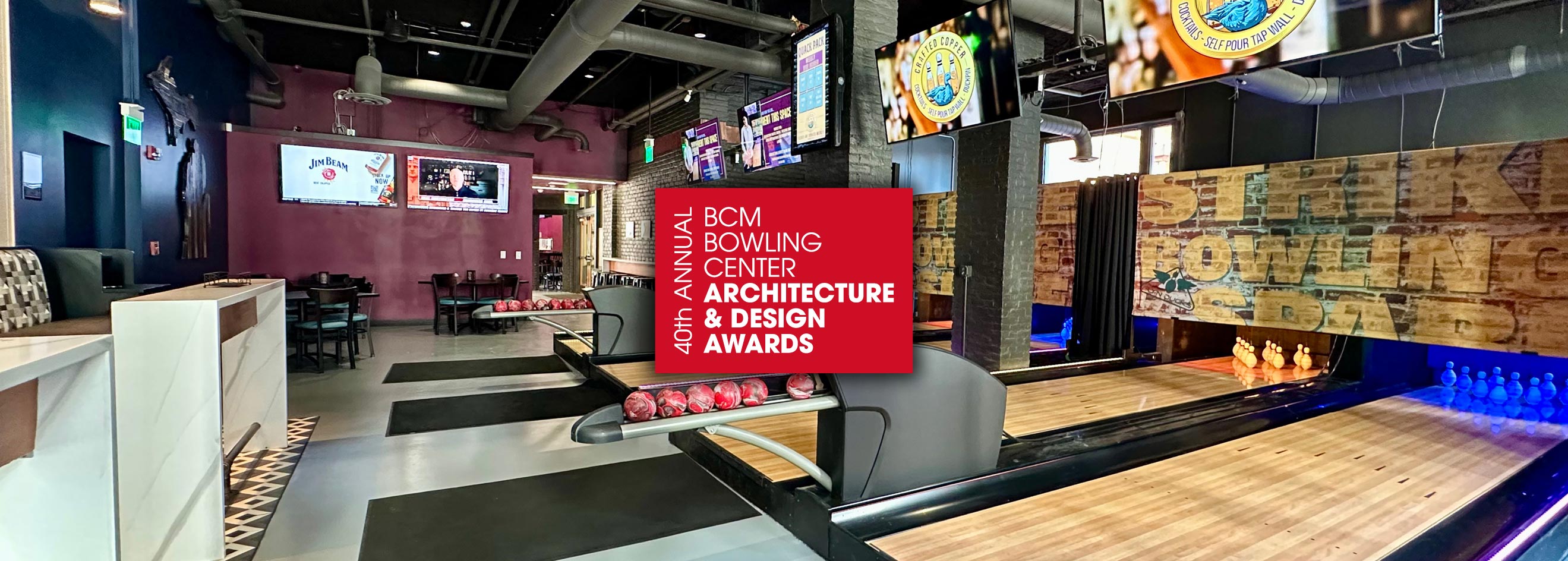 QubicaAMF: Crafted Copper - 40th Bowling Center Design Awards 2024 banner for slide