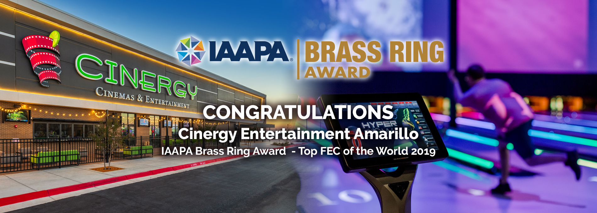 QubicaAMF Bowling Brass Ring Award 2019 Cinergy Amarillo