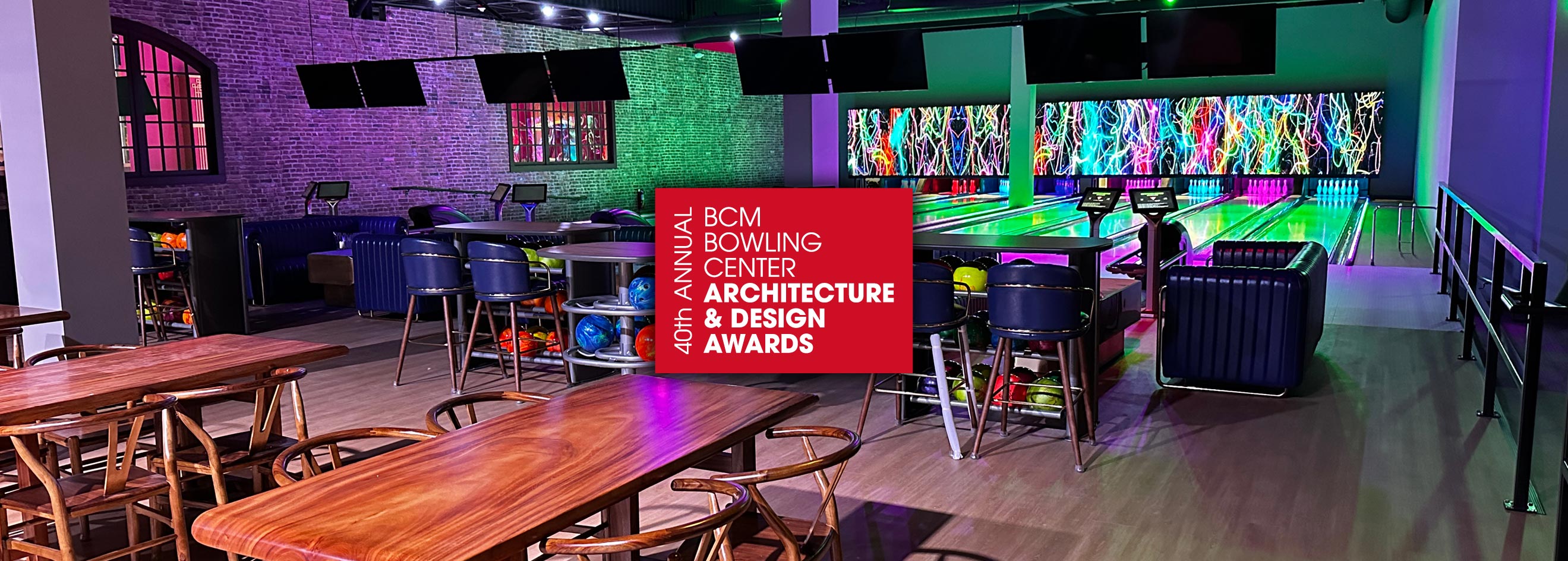 QubicaAMF: Thrill Factory 2024 Bowling Design Awards banner for slide